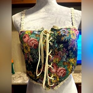 Cute floral and lace bustier crop top